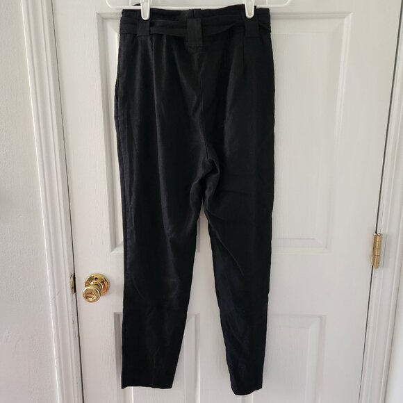 Express Black Linen Blend High Rise Paper Bag Dress Pants - Size 6R - Picture 5 of 7